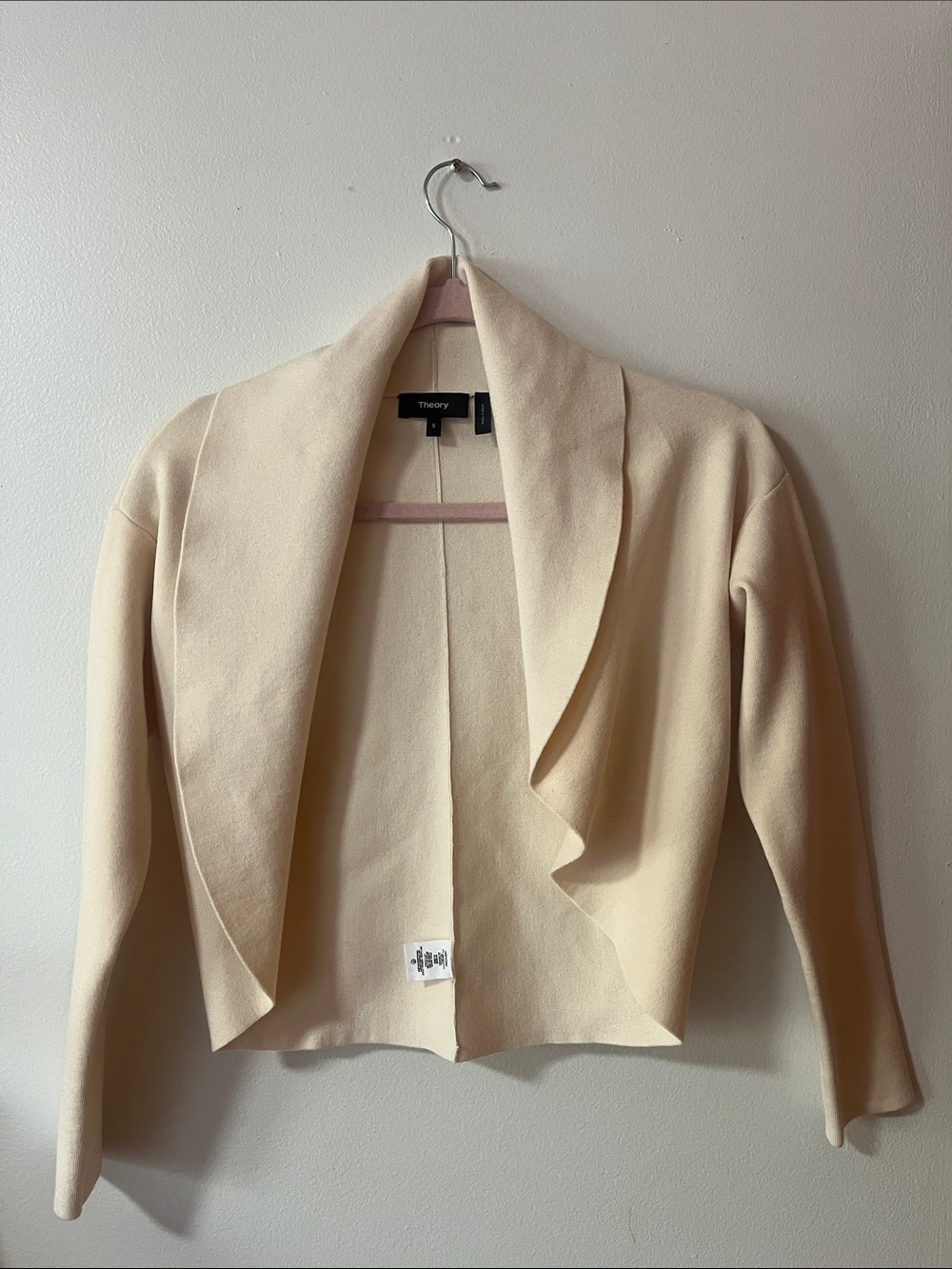 Theory Cream Open-Front Draped shawl